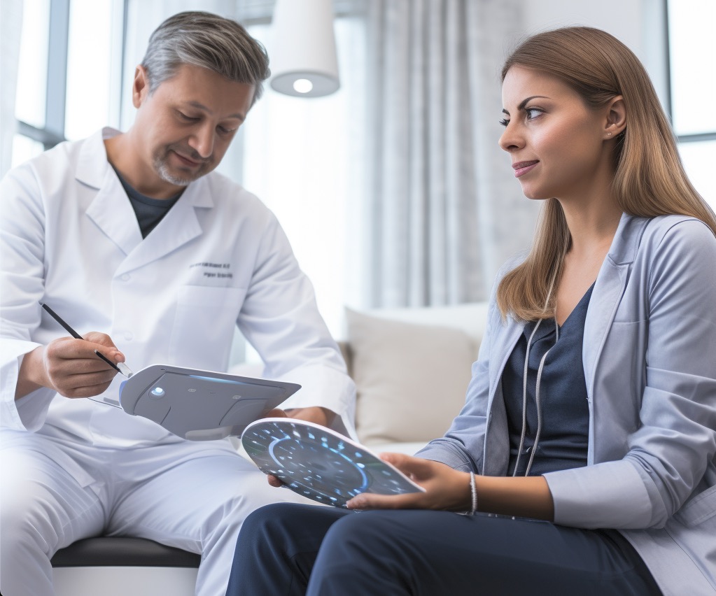 Doctor and patient discussing laser results